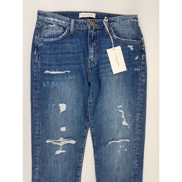 Flying Monkey Black Label Straight Leg Distressed Blue Jeans Size 27x26 NEW B59 - Picture 2 of 9